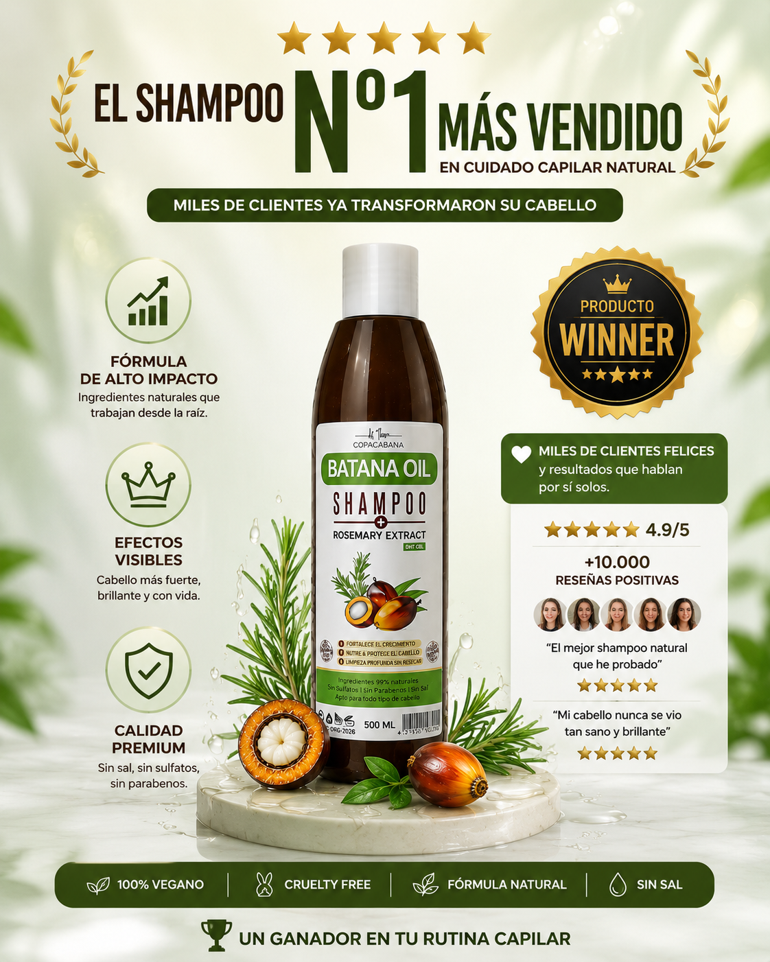 Shampoo Batana Crecimiento | Renace tu Cabello.